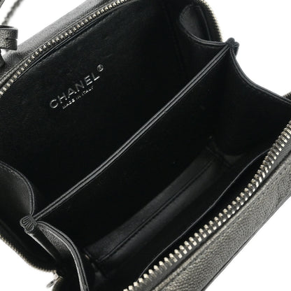 Chanel 2018-2019 Metallic Gray Calfskin Filigree 2way Shoulder Vanity Handbag