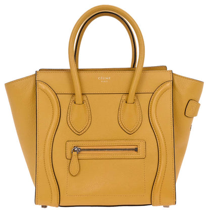 Celine Yellow Leather Micro Luggage Tote Bag