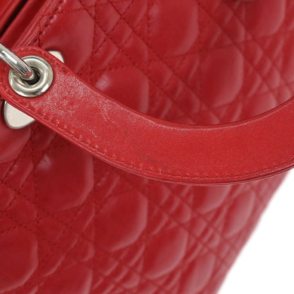 Christian Dior 2011 Red Lambskin Lady Dior Cannage 2way Shoulder Handbag