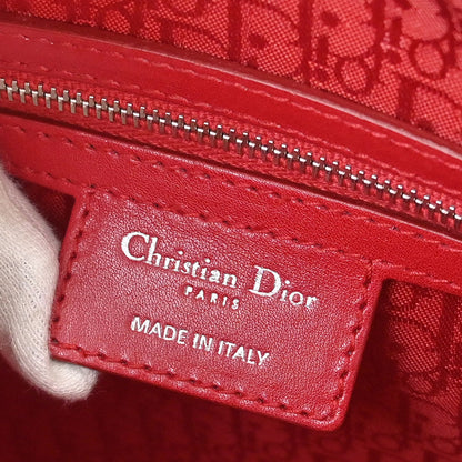 Christian Dior 2011 Red Lambskin Lady Dior Cannage 2way Shoulder Handbag