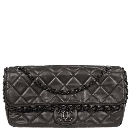 Chanel 2012 Gray Calfskin Luxury Line Chain Shoulder Bag