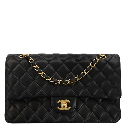 Chanel 2015-2016 Black Lambskin Medium Classic Double Flap Shoulder Bag