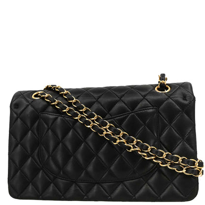 Chanel 2015-2016 Black Lambskin Medium Classic Double Flap Shoulder Bag