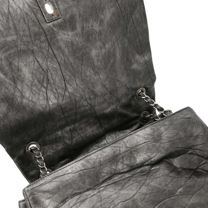 Chanel 2011 Gray Calfskin Pondichery Flap 2way Shoulder Handbag