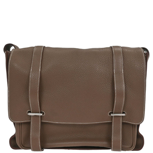 Hermes 2013 Etoupe Taurillon Clemence Steve Caporal 35 Shoulder Bag
