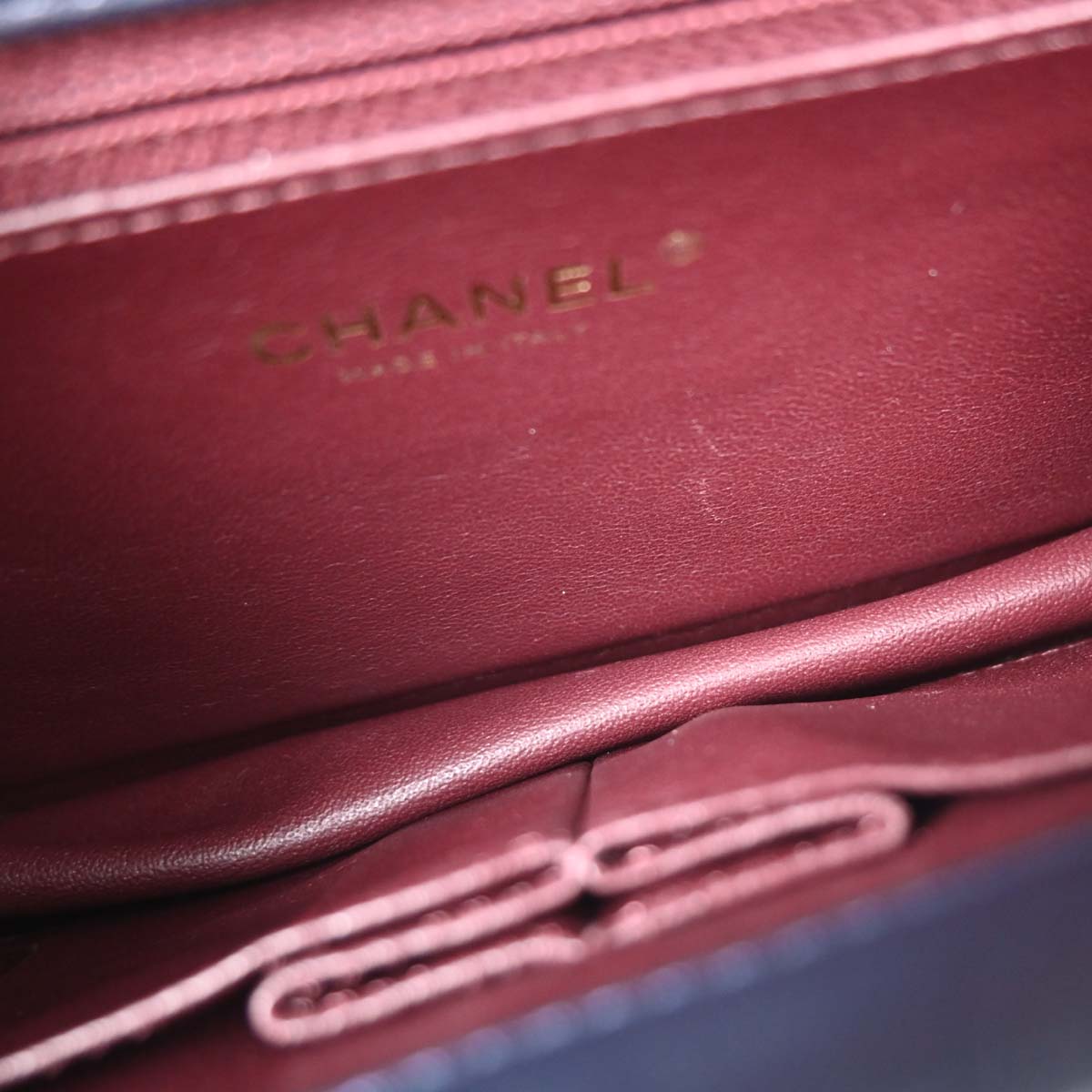 Chanel 2017 Navy Calfskin Chevron Shoulder Bag