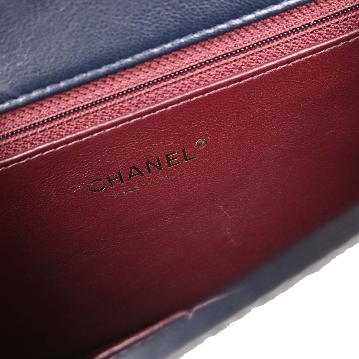 Chanel 2017 Navy Calfskin Chevron Shoulder Bag