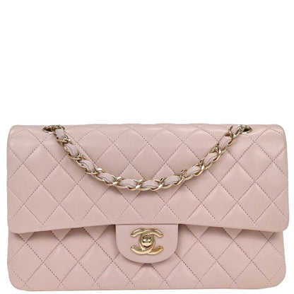 Chanel 2012-2013 Light Pink Lambskin Medium Classic Double Flap Shoulder Bag
