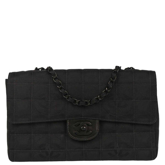 Chanel Black Nylon Travel Line Single Flap Shoulder Bag