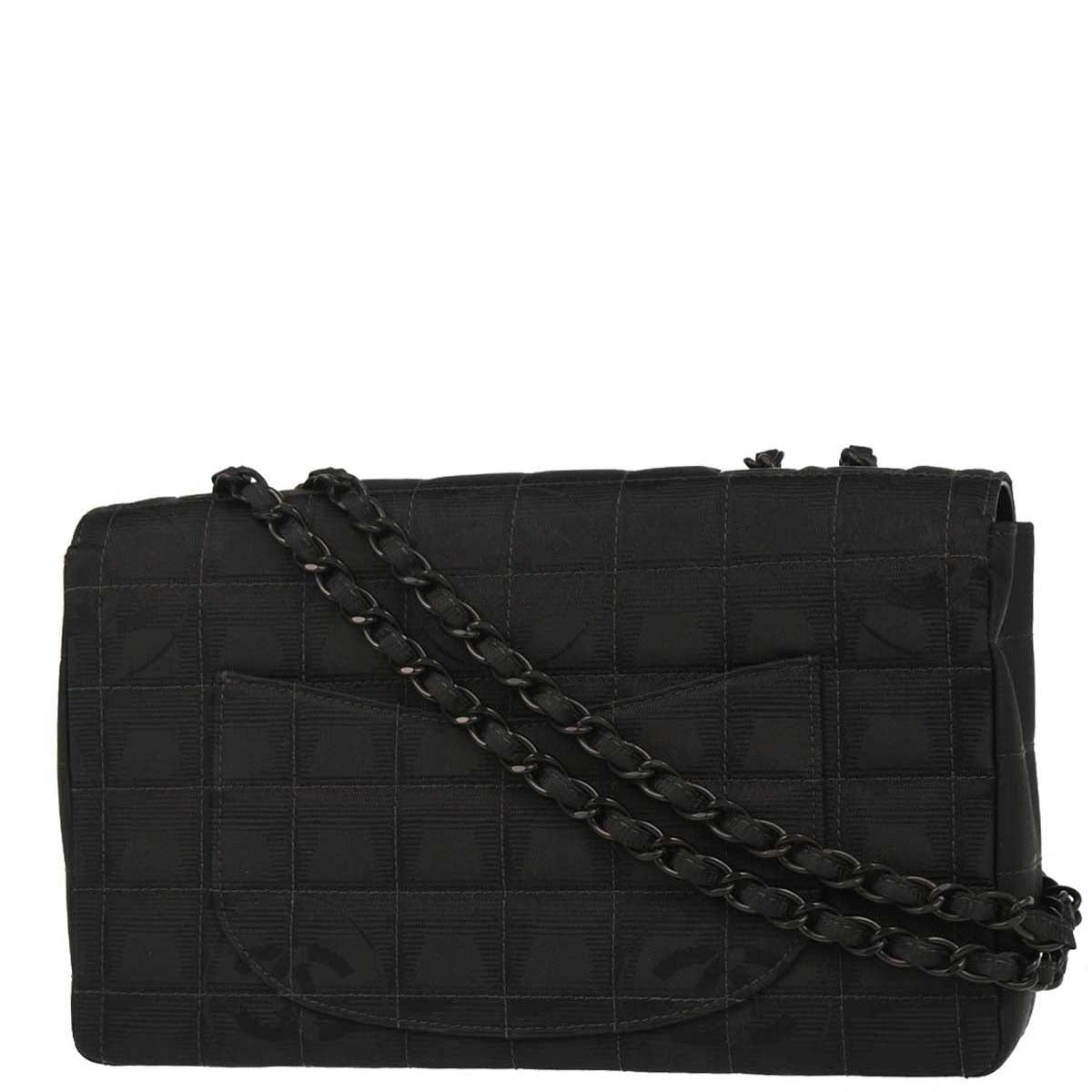 Chanel Black Nylon Travel Line Single Flap Shoulder Bag
