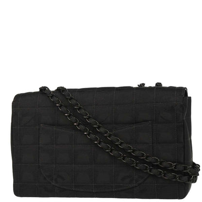 Chanel Black Nylon Travel Line Single Flap Shoulder Bag