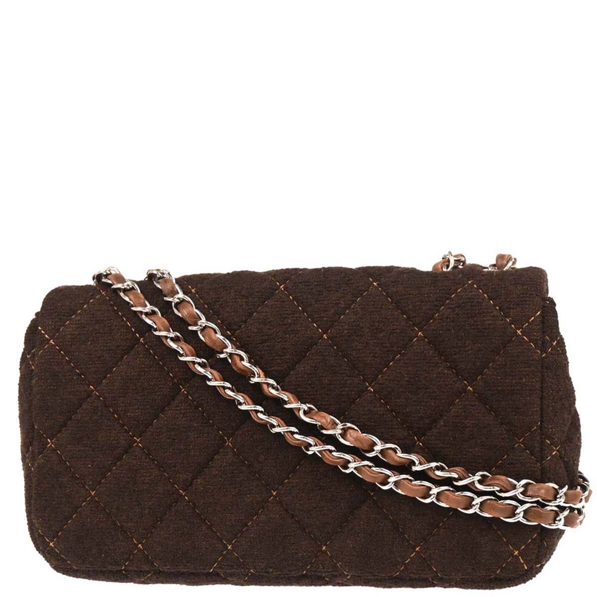 Chanel Brown Wool Shoulder Bag