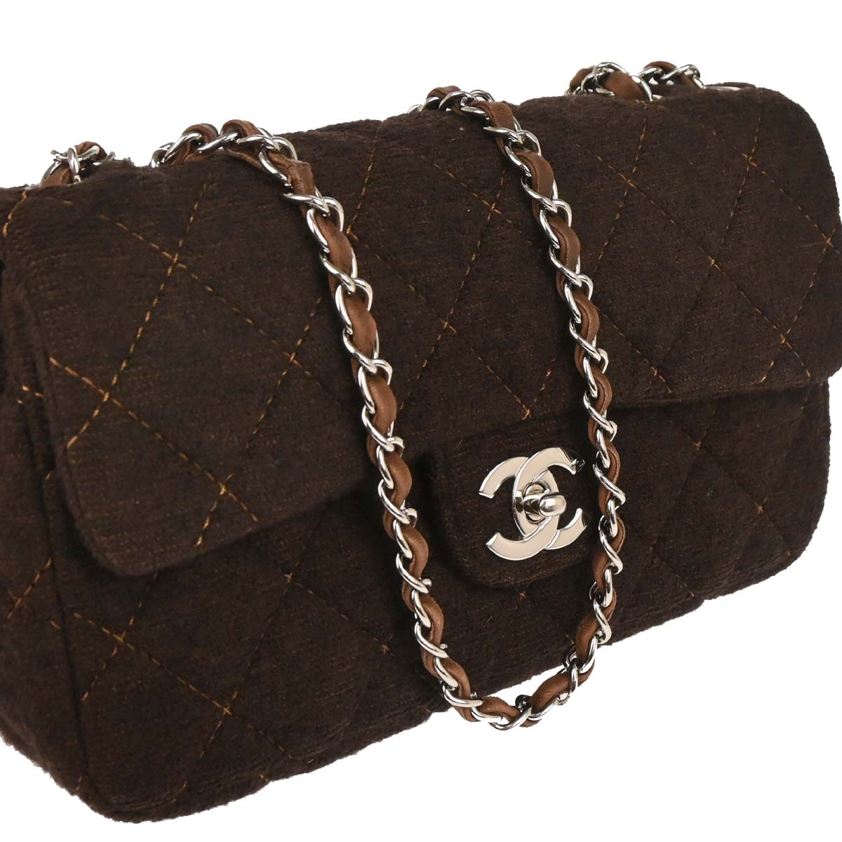 Chanel Brown Wool Shoulder Bag