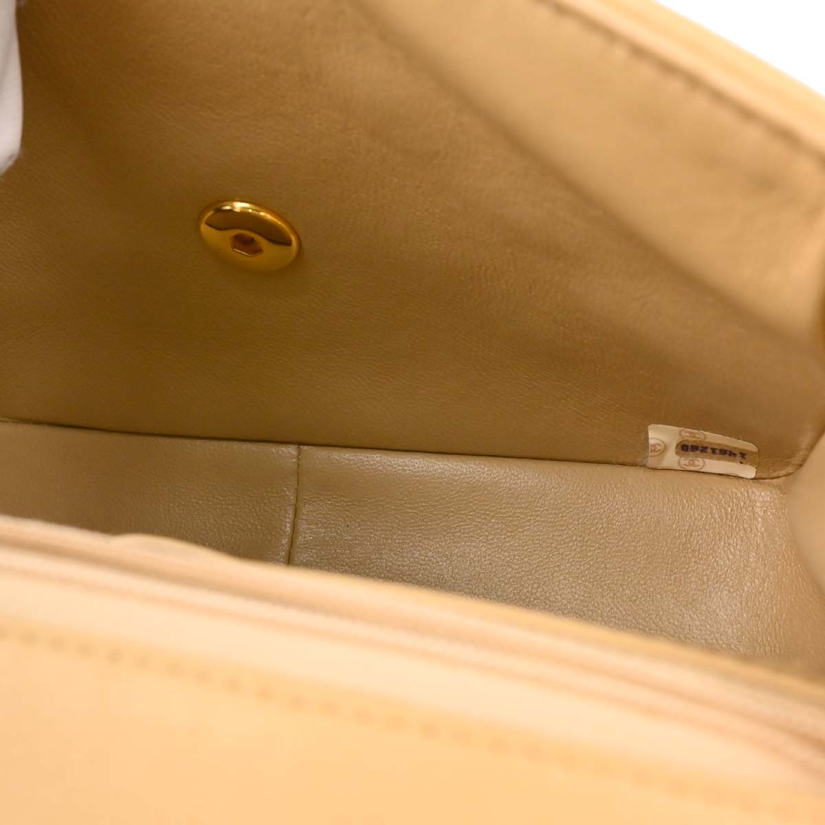 Chanel Beige Lambskin Classic Square Flap Shoulder Bag