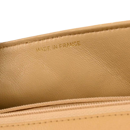 Chanel Beige Lambskin Classic Square Flap Shoulder Bag