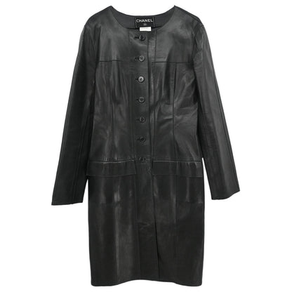 Chanel Single Breasted Collarless Jacket Black #40