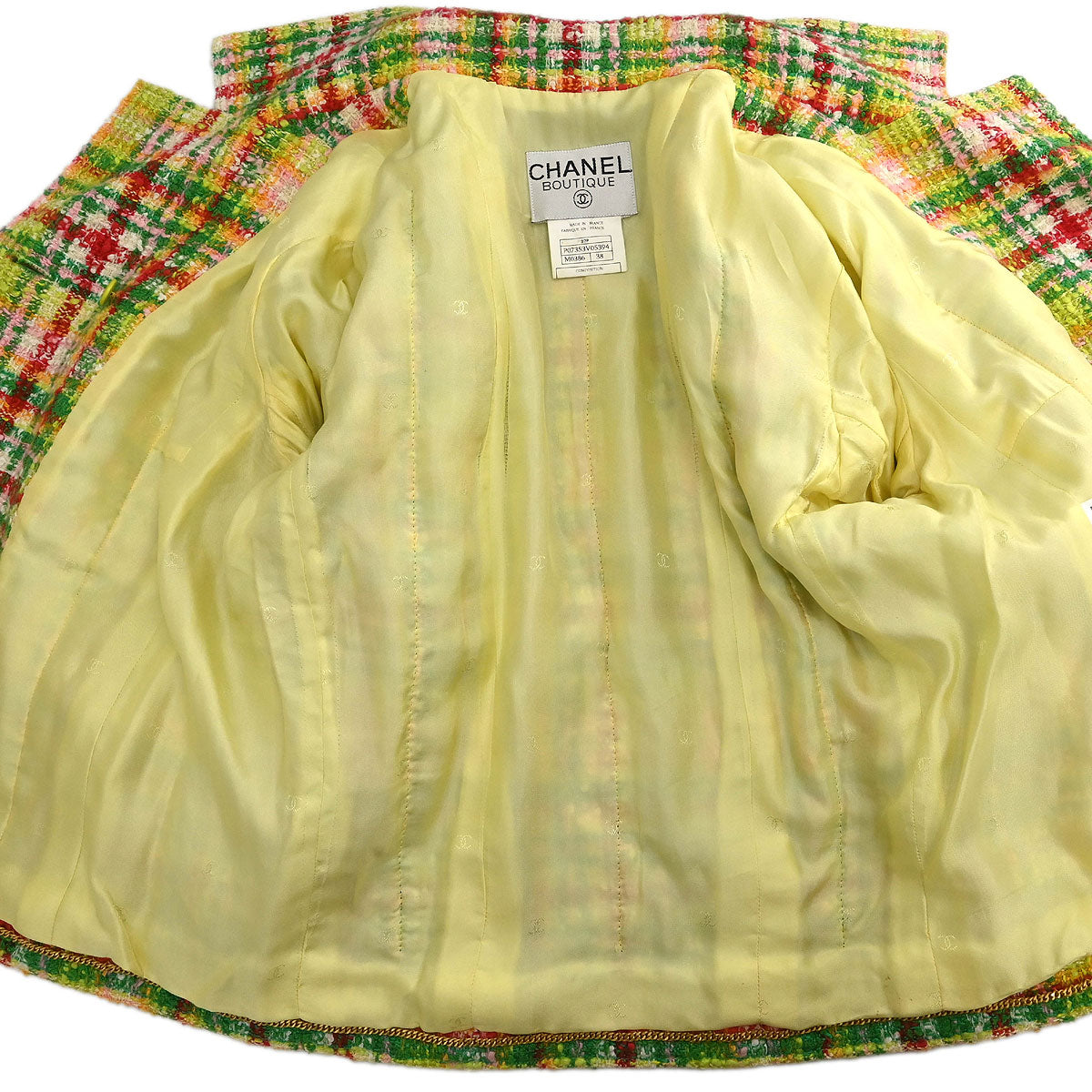 Chanel Setup Suit Jacket Skirt Green #38
