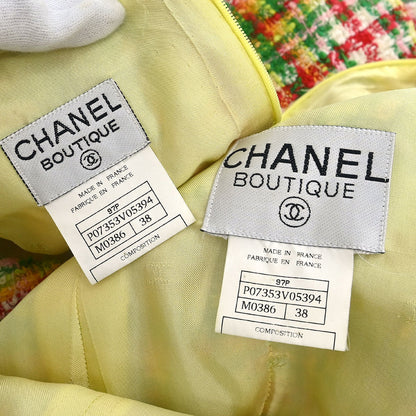 Chanel Setup Suit Jacket Skirt Green #38
