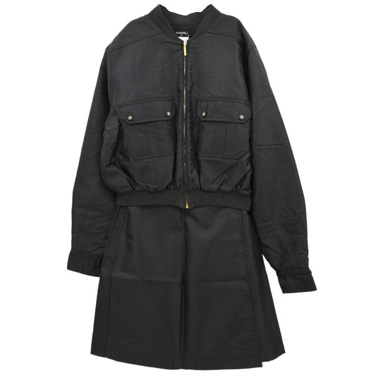 Chanel Setup Suit Jacket Skirt Black #38