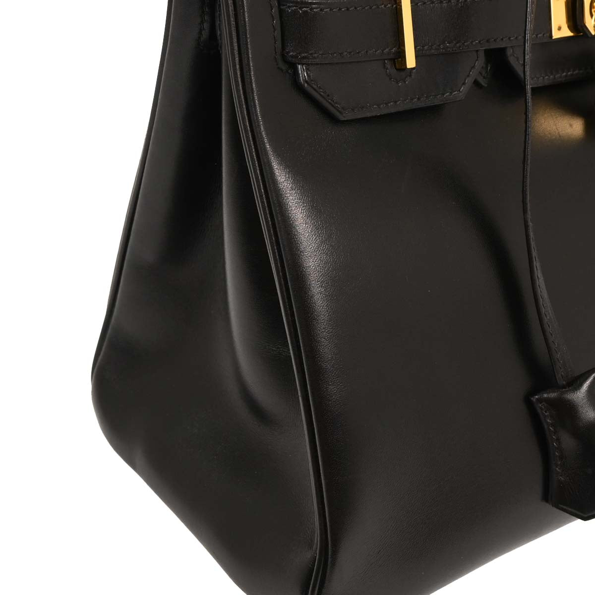 Hermes Black Box Calf Birkin 30 Handbag