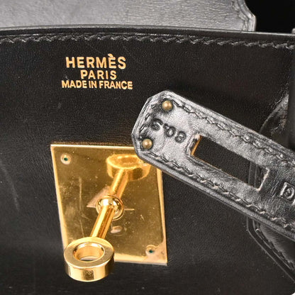 Hermes Black Box Calf Birkin 30 Handbag