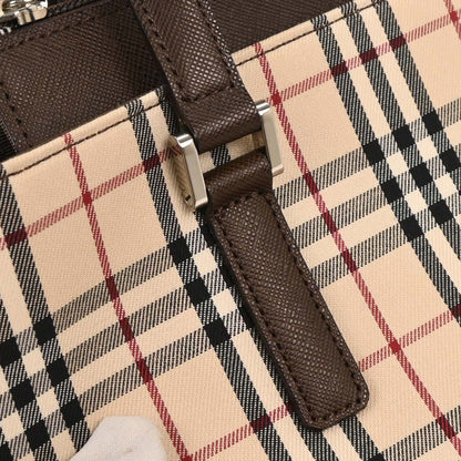 Burberry Beige Canvas Burberry Check Tote Handbag
