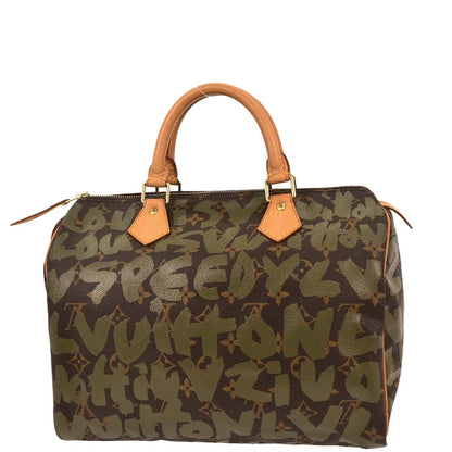 Louis Vuitton Khaki Monogram Graffiti Speedy 30 Handbag M92194