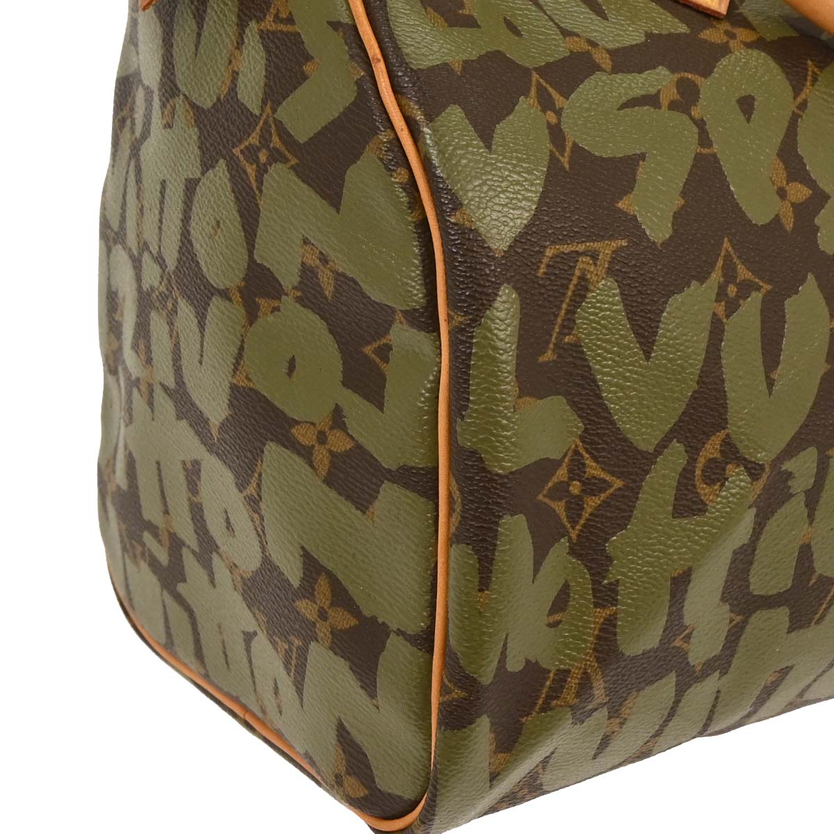 Louis Vuitton Khaki Monogram Graffiti Speedy 30 Handbag M92194