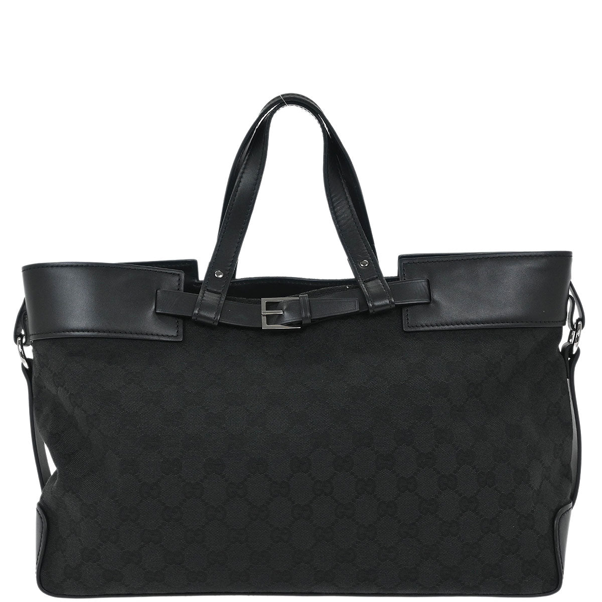 Gucci Black Canvas GG Tote Handbag