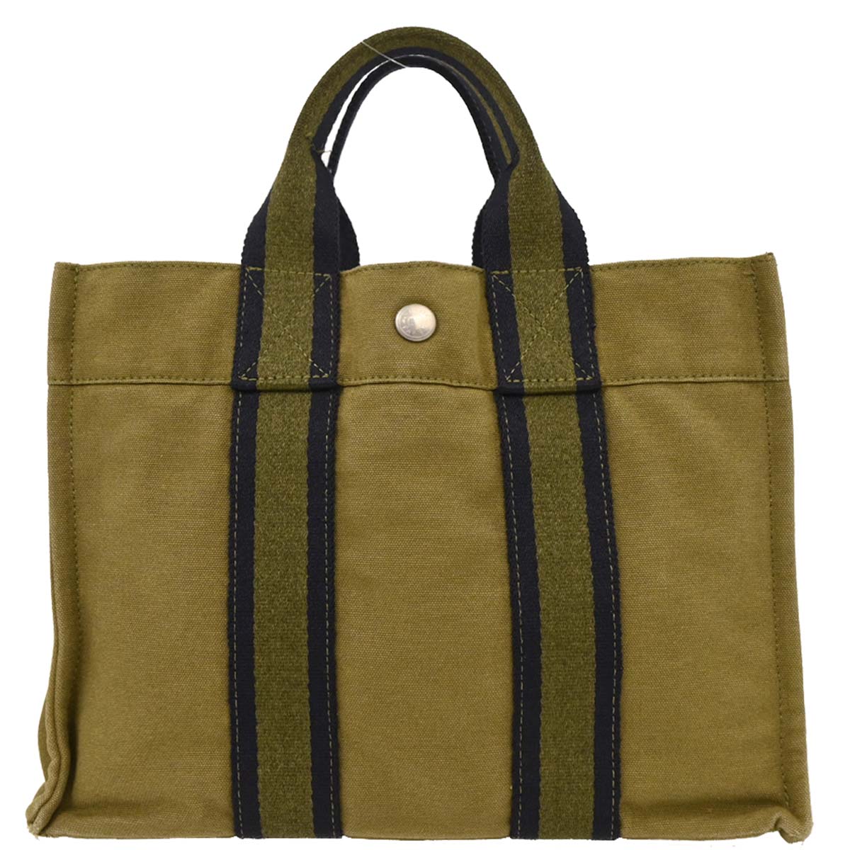 Hermes Khaki Canvas Fourre Tout PM Tote Handbag