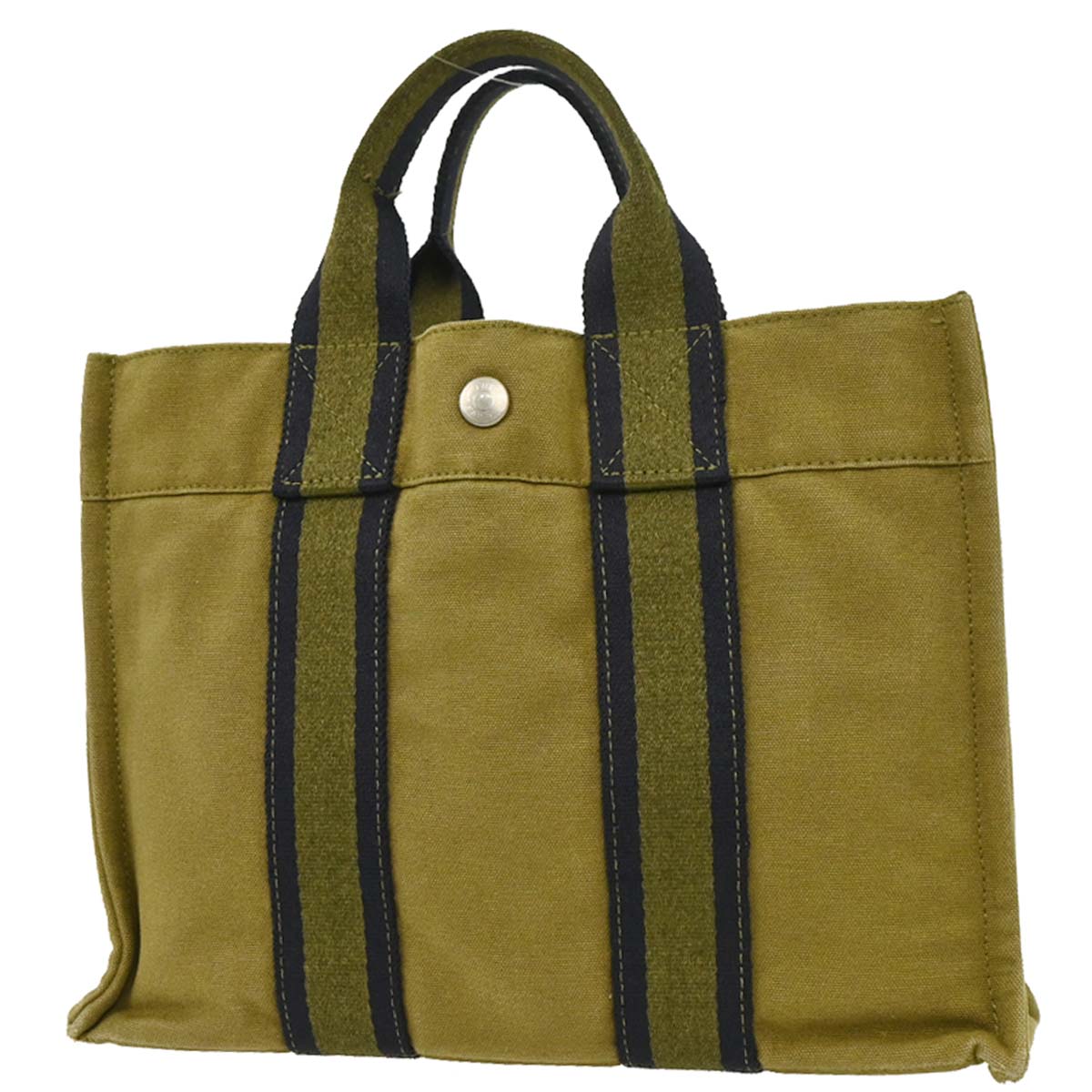 Hermes Khaki Canvas Fourre Tout PM Tote Handbag