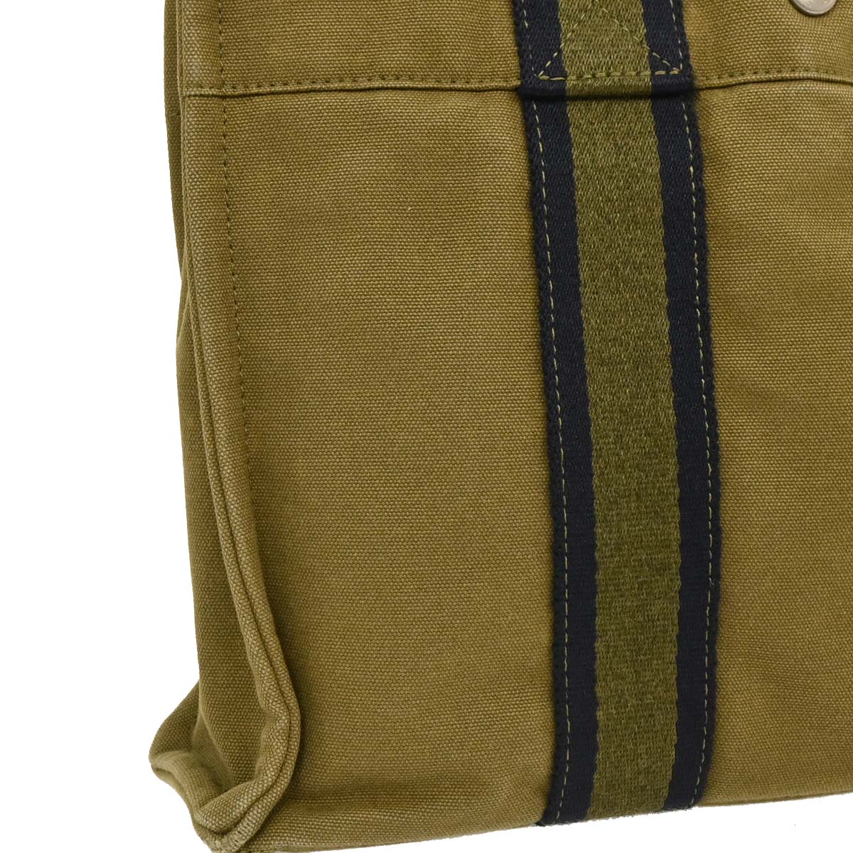 Hermes Khaki Canvas Fourre Tout PM Tote Handbag