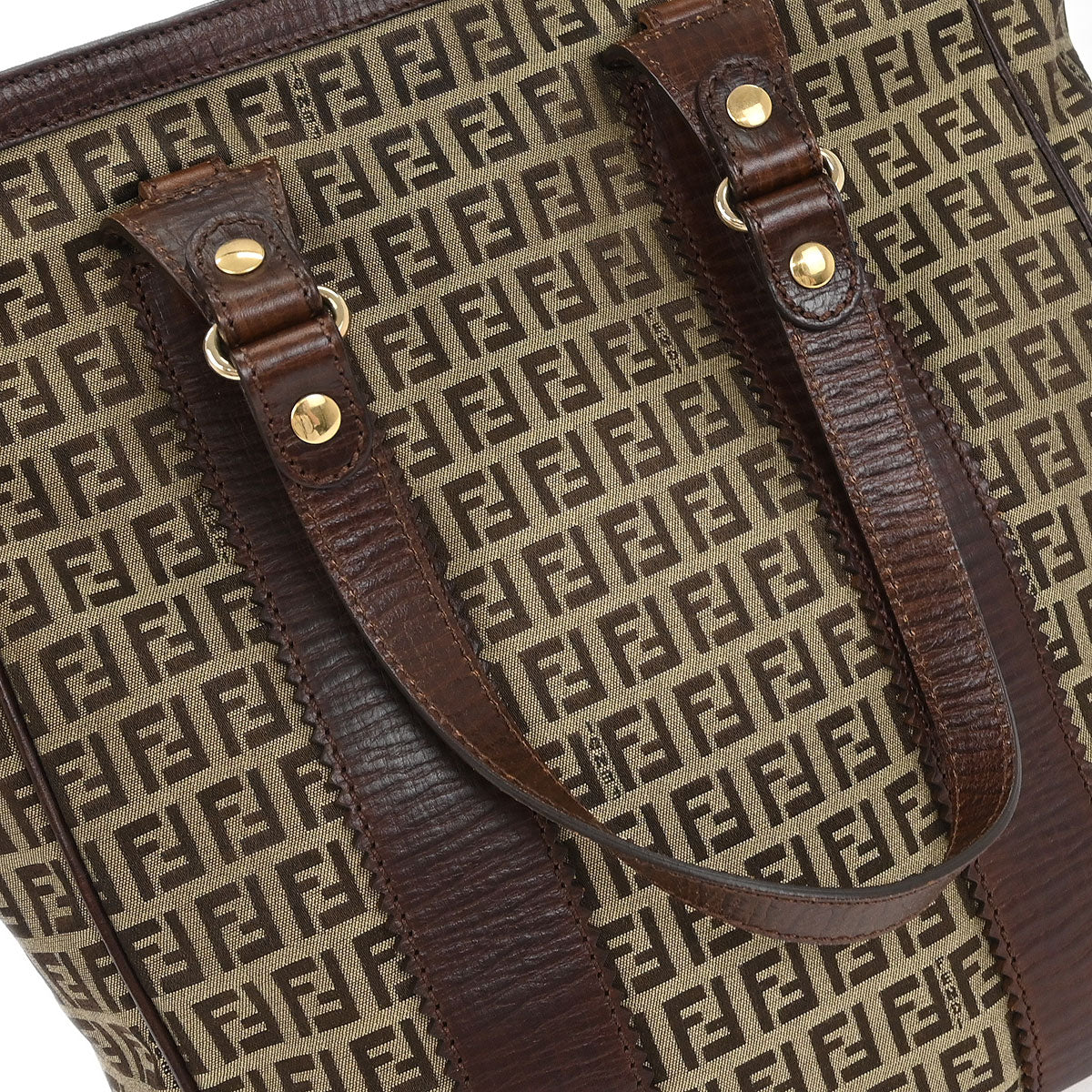 Fendi Brown Canvas Zucchino Tote Handbag