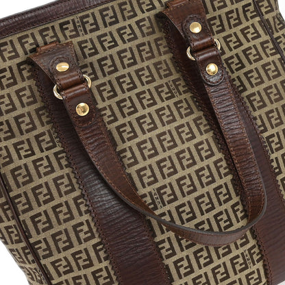 Fendi Brown Canvas Zucchino Tote Handbag