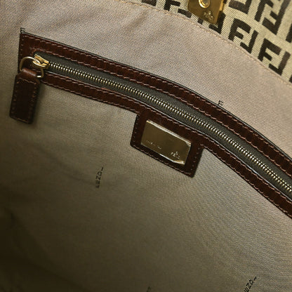 Fendi Brown Canvas Zucchino Tote Handbag