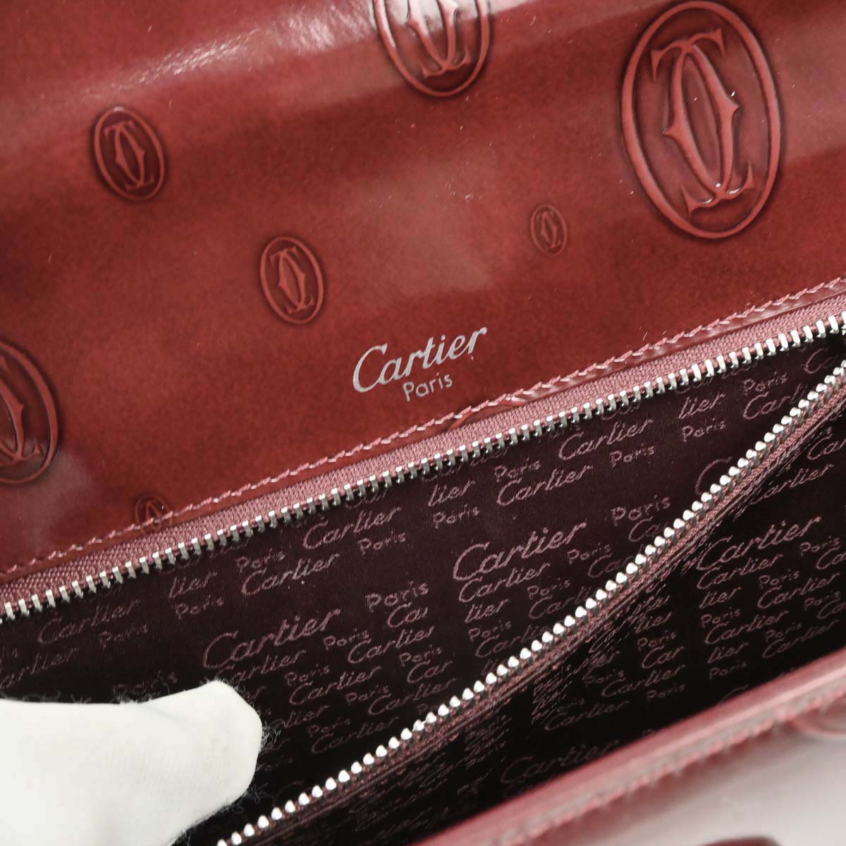 Cartier Bordeaux Patent Leather Happy Birthday Handbag