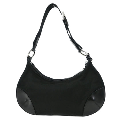 Prada Black Nylon Leather Hobo Handbag