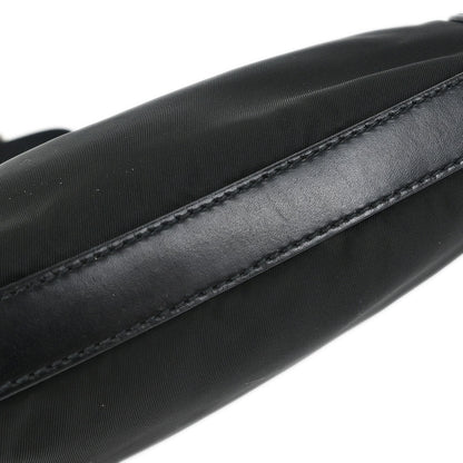 Prada Black Nylon Leather Hobo Handbag