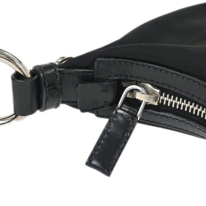 Prada Black Nylon Leather Hobo Handbag