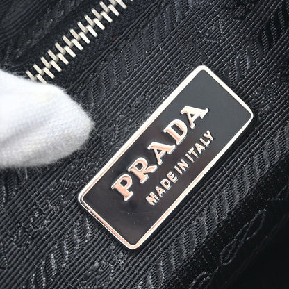 Prada Black Nylon Leather Hobo Handbag