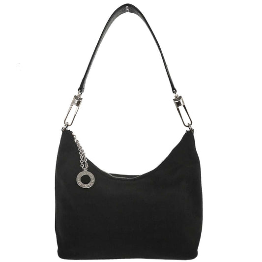 Bvlgari Black Canvas Logomania Hobo Handbag