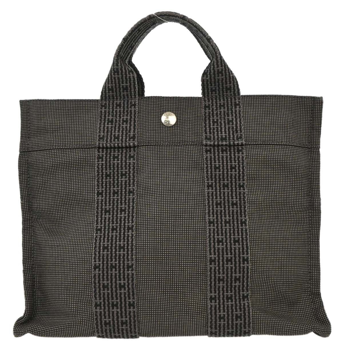 Hermes Gray Canvas Herline Tote PM Handbag
