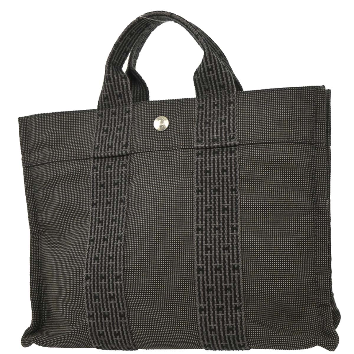 Hermes Gray Canvas Herline Tote PM Handbag