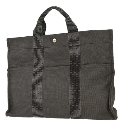 Hermes Gray Canvas Herline Tote MM Handbag