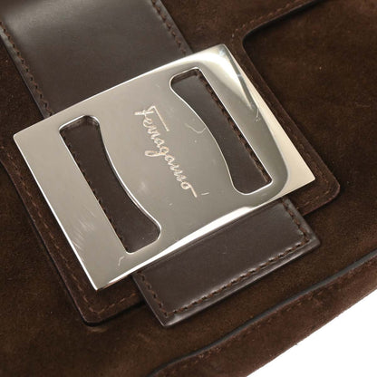 Salvatore Ferragamo Brown Suede Vara Handbag