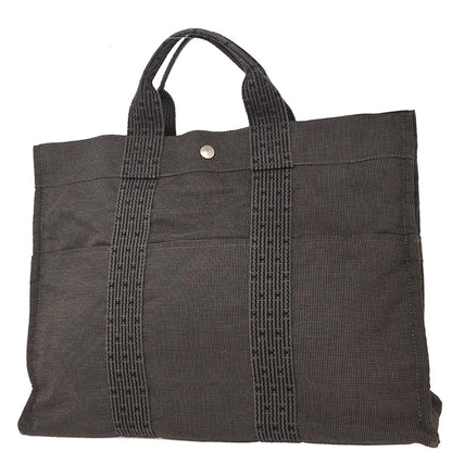 Hermes Gray Canvas Herline Tote MM Handbag