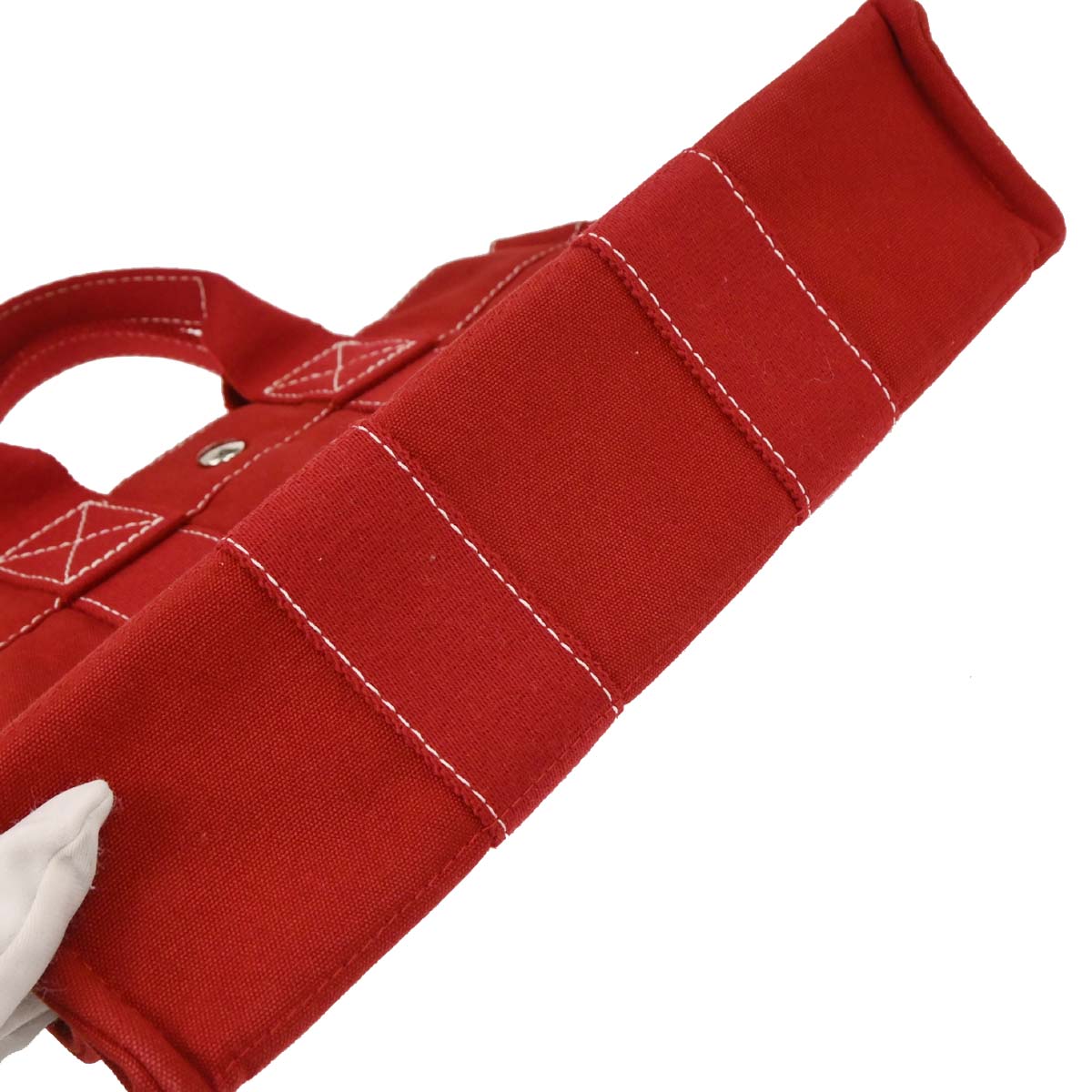 Hermes Red Canvas Deauville PM Tote Handbag