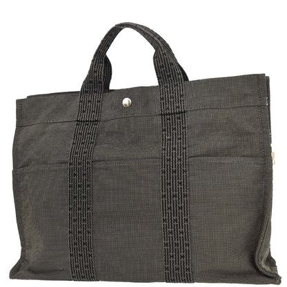 Hermes Gray Canvas Herline Tote MM Handbag
