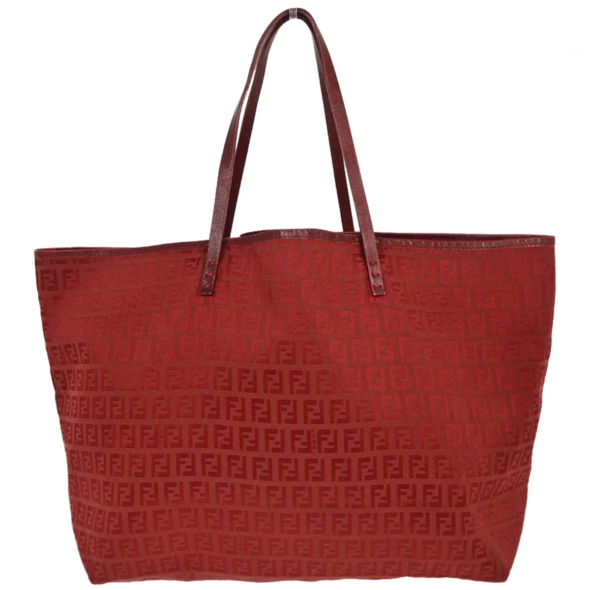 Fendi Red Canvas Zucchino Tote Handbag