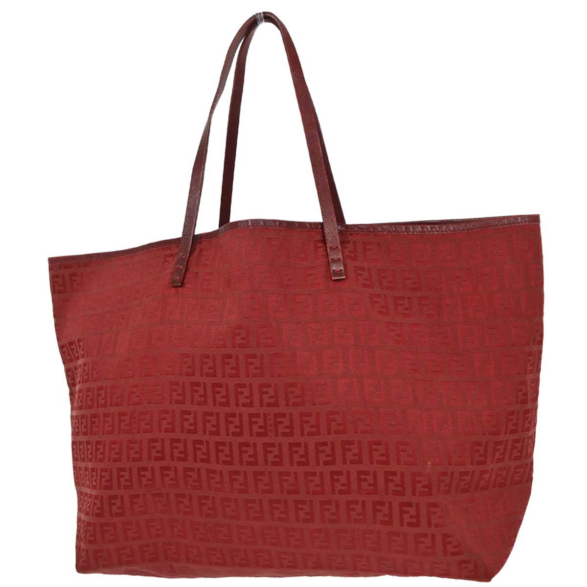 Fendi Red Canvas Zucchino Tote Handbag